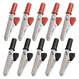 SODIAL(R) 10 x pince crocodile metallique Poignee en plastique 50mm Sonde de test