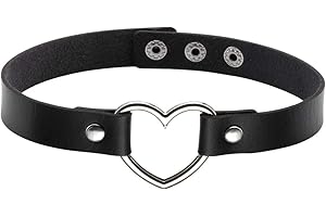 Eigso Vintage Love Heart PU Leather Choker Necklace Gothic Collar Neckband for Women