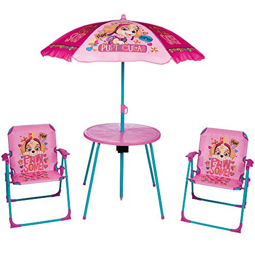 URBN Toys Ensemble de Pique-Nique pour Enfant avec Parasol, Table et 2 chaises Paw Patrol Pink