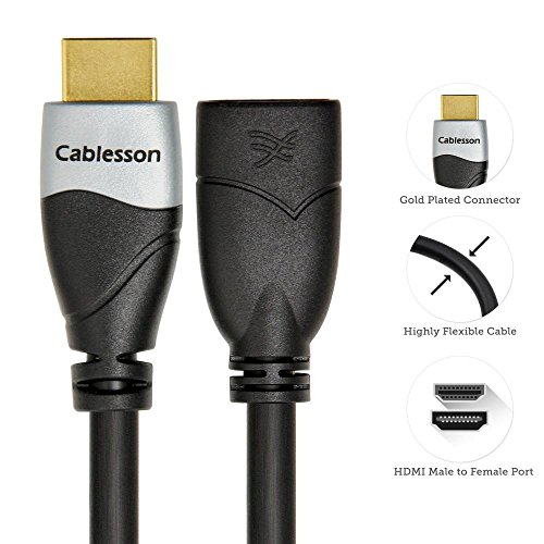 Cablesson Ivuna 1.5 m HDMI Erweiterungskabel – 24K goldbeschichtete Steckkontakte – 1080p bis zu 4k2k – Unterstüzt v.1.4 / 2.0 – Audio und Video – 3D Full HD UHD – Stecker auf Buchse (HD LCD Plasma TV PS4 Sky Wii U Blu-ray) - 2