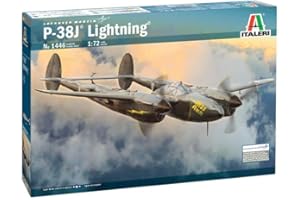 Italeri Italia 1:72 US P-38J Lightning, modellismo, Fai da Te, Hobby, incollaggio, Kit in plastica, curato nei Dettagli, Colore Grigio, 1446S