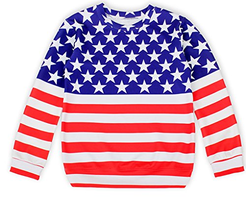 THENICE Women's Sport Pullovers Couples Sweatshirt (American flag)