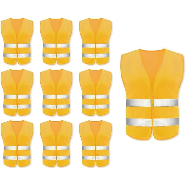 Bangbobi 5 Gilets De Sécurité XXL Jaune Fluorescent - Bandes Réfléchissantes 360° - Pour Conducteurs Et Travailleurs