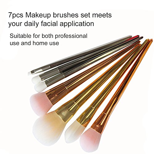 7 Stück Make-Up Pinsel Professionelle Kosmetik Pinsel Set für Bürsten Foundation Lidschatten Eyeliner Lippen (7) - 2