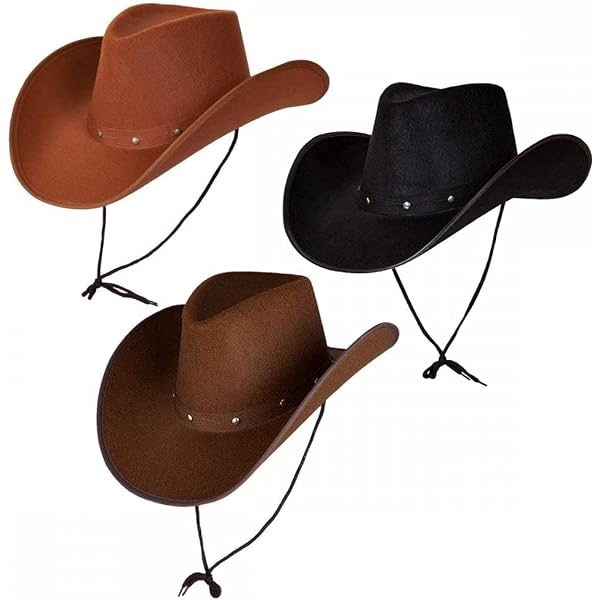 Chapeau Cowboy Feutrine avec Corde - Accessoire Déguisement Western Adulte
