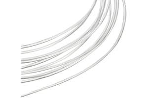 Beebeecraft Fil d'argent Rond de 0.6 mm Calibre 22 925 en Argent Sterling 1 m pour Loisirs Créatifs Bijoux avec 2 Chiffons de Polissage en Daim pour L'Enroulement de Fil la Fabrication de Bijoux