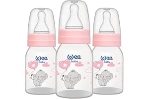 Wee Baby (3er-Pack) Babyflaschen aus Kunststoff | BPA-freie Trinkflaschen mit abgerundetem Sauger zur Nachahmung des Stillens | Baby und Kleinkindflaschen mit einem Fassungsvermögen von 125 und 250 ml