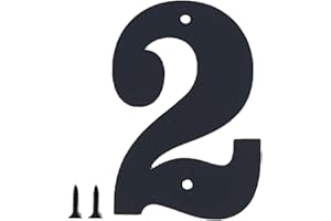SANSHAOYE Hausnummern und Buchstaben aus Metall - wetterfeste schwarze Beschichtung, ideal zur Dekoration von Garten, Tür und Briefkasten, mit einfach zu montierendem Nagelset (12.7 cm, 2)