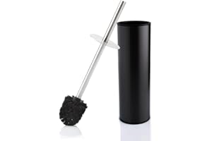 Bamodi Escobillas de baño – Escobilla WC y Soporte de Acero Inoxidable – Escobilla baño con diseño Cerrado Inclusa 2 Cabezas de Cepillo – Acabado Anti Huellas Dactilares