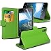 Produktbild FONETIC Lösungen ® Blackberry dtek50 stoßfest Flip Carbon Gel Fällen Bezüge mit Premium Qualität Crystal Clear LCD Displayschutzfolie Guard + Micro Polieren Reinigungstuch und ausziehbarem Eingabestift grün PU Leather Wallet Case + LCD (Green )
