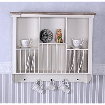 Wandregal Shabby Chic Tellerregal Tellerboard Antik Küchenregal Weiss