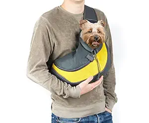 SRI Pet Sling Carrier Machine Washable Adjustable Pouch Shoulder Handbag for Pets (Yellow), Yellow, 500 g
