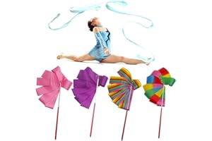 MAONATIVEY 4Pcs 2 Metros Cintas de Baile, Gimnasias Rítmicas Cinta Niños Streamers Artístico Baton Twirling con Palo para Baile Artístico para Niños