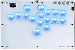 Sehawei Arcade Stick R16 Contrôleur arcade 16 touches pour PC/Ps3/Ps4/Switch/Steam,Stick de combat pour jeux de combat avec fonctions RGB & Turbo personnalisées & Hot Swap white