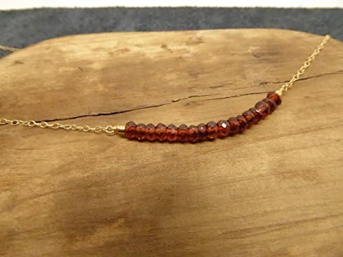 Red Garnet Bar Necklace January Birthstone On 14k Gold Fill Chain