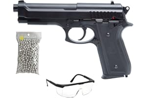 2EAGLE Pack de Pistola de Airsoft PT92 con Muelle/Material: plástico de Alta Resistencia y Culata metálica/Potencia 0,5 Joule/entregado con Accesorios