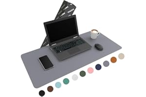 WURK Tappetino per Mouse Grande [80 cm x 40 cm] - Tappetino Scrivinia - Mousepad XXL - Pelle PU Impermeabile + Scamosciata Antiscivolo (Grigio)
