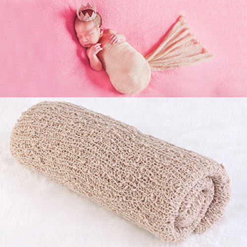 FENICAL Baby Wrap Photo Prop Neugeborenes Baby Fotografie Foto Requisiten Wrap Beige Stretch Neugeborenen Fotoshooting Wraps für die Babyfotografie (Beige) - 4