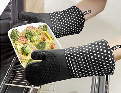 WENKO 2102167100 Topfhandschuhe Silikon Schwarz – 1 Paar, Baumwolle, Schwarz - 4