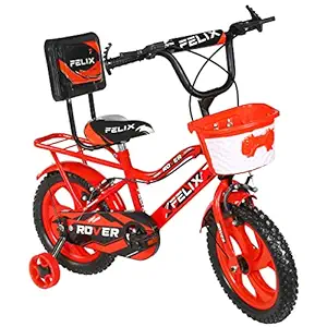 FELIX Rover 14 Inches Single Speed Tubeless Tyre Cycle for Kids, Cushioned Backrest, Age Group - 3 to 5 Years, Quick Release (1st time in India), Available in 6 Colors - Semi Assembled