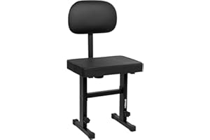 STRICH Banco de piano ajustable, asiento de banco de teclado musical con respaldo, silla de piano con cojín acolchado para músicos, negro, SPB-M50S (piel sintética)