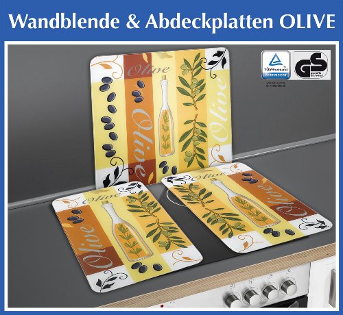 WENKO 2521446500 Herdabdeckplatte Universal Oliven – 2er Set, für alle Herdarten, Gehärtetes Glas, 30 x 1.8-4.5 x 52 cm, Mehrfarbig - 5