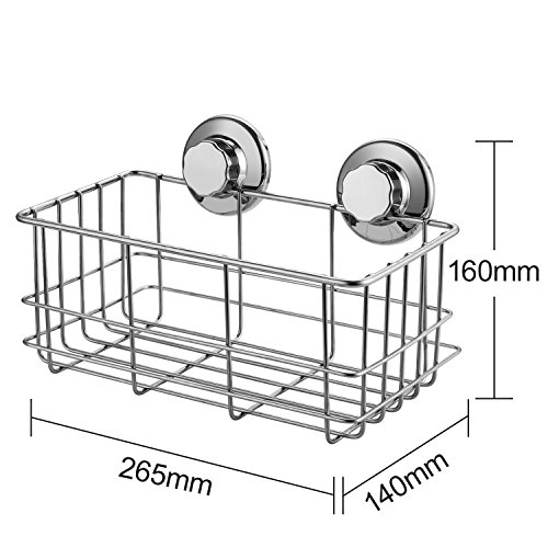 IPEGTOP Edelstahl Rostfrei Extra Hoch Küchenspeicher Organisator Badezimmer Duschen Aufbewahrungskorb Saugnapf 26,5 x 14 cm x 11,5 cm - 9