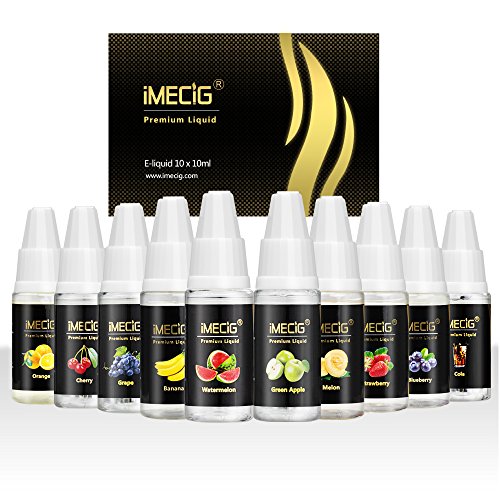 IMECIG® E-Líquido para E-Cigarrillo E-Shisha 10 x 10ml E-Liquid de Cigarrillo Electrónico con Vegetal Glicerina Sin Nicotina (10x10ml Forest)