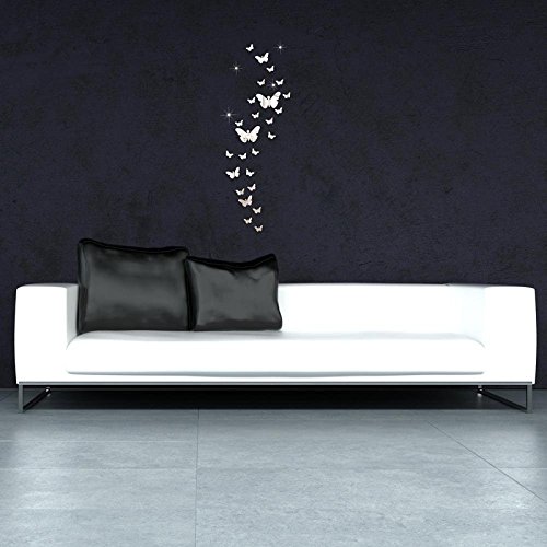 Gearmax® 30 Stk. 3D Schmetterling Wandtattoos Spiegel Style abnehmbar Aufkleber Art Wandbild Wand Aufkleber Haus Dekor - 7
