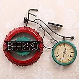 JFCUICAN Mur Cloc Décorations Accueil Chambre d'enfant Pendentif Creative Personnalité Fer Forgé Mur de vélos Horloge 67 * 61 (cm)