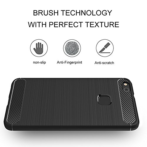 Fundass Carcasa Huawei P10 Lite Amytech 1 5 MM Grueso Gel Silicona Non-slip Anti-Fingerprint Anti-scratch Fundass Carcasa Case Para Huawei P10 Lite  Negro