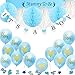 Produktbild TopDeko Babyparty Deko Jungen, Baby Junge Deko Baby Shower Boy Deko mit It's A Boy Girlande, 6pcs Wabenbälle, Mummy to Be Schärpe, Konfetti Babyparty, 15pcs Luftballons für Baby Shower