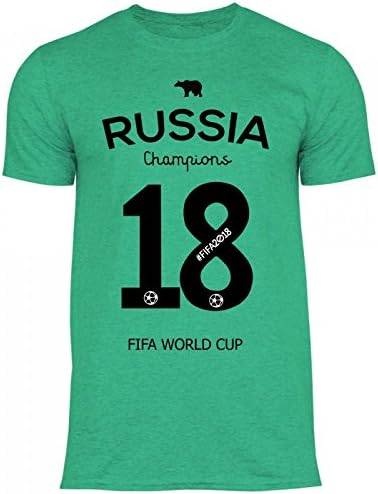 Royal Shirt df9 Men's T-Shirt Russia Russia 2018 World Cup | Football Shirt, Size:XL, Color Heather Irish Green