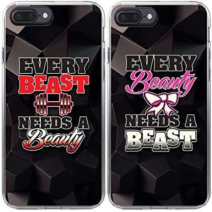 iPhone 7Plus Couple Case-TTOTT 2x Slim Bumper Floral Lovely Cute Every Beast Need Beauty Art Design Lovers Boyfriend Girlfriend Couple Matching Cover Case for iPhone 7Plus 5.5 inch