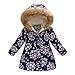 Produktbild Binggong Mädchen Blumen Daunenmantel Winterjacke, Kinder Dicken Warm Steppjacke Baumwollgefuetterte Kapuzenmantel Winddicht Windbreaker Daunenjacke 110-150