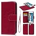 Produktbild iPhone 8 Hülle, iPhone 7 case Leder Flip Wallet Cover Leder Tasche Case Karteneinschub 2 Combo Separate Karteneinschub und Magnetverschluß Kratzfestes in Rosenrot für iPhone 8/ iPhone7(2 in 1)
