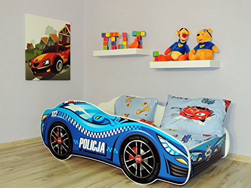 TODDLER CHILDREN KIDS BED INCLUDING MATTRESS RACING CAR (POLICE)