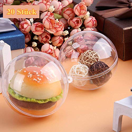 Uten 20Pcs Bola de Navidad Adorno de DIY Transparente Bolas Vacío Rellenable Plástica - Tamaño 20X 80mm (20_x_80_mm)