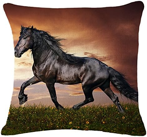 Teebxtile Square Sofa Waist Throw Pillow Case Cushion Cover Backrest Happy Family Office Home Decor European horse ran the pattern square cotton linen on bed hotel club pillow office sofa back cushion set of official records canvas 45*45 No Cell