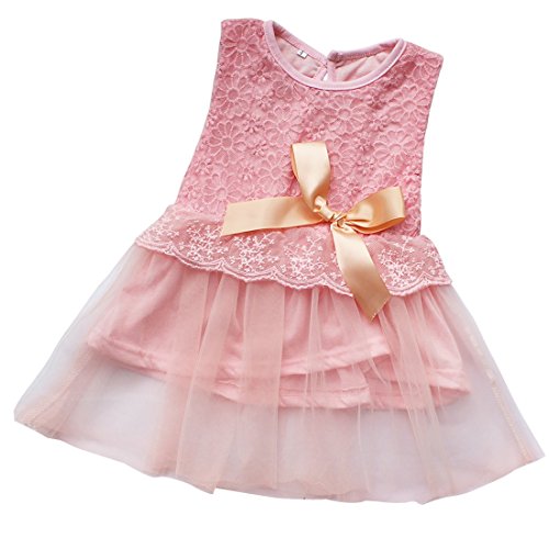 EFE Baby Infant Girls Lace Tutu Party Dress Princess Wedding Clothing Pink 12-18 Months