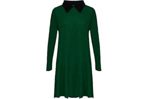 REAL LIFE FASHION LTD Womens Peter Pan Collar Swing Dress Ladies Long Sleeve Midi Dress Halloween Christmas Night Out Party Wear Swing Dress Plus Size UK 8-26