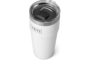 YETI Rambler Cup, Vacuum Insulated Stainless Steel Stackable Cup with Magslider Lid, White, 20 oz (591 ml)