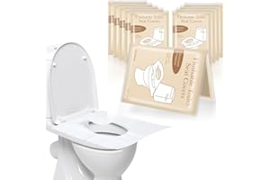 DWFEYOI Spülbare Toilettenauflage,60 Stück Einweg Toilettensitzbezug, Toilettenauflage,Wasserdichte Toilettenauflagen, Einzeln Verpackt, für Reisen, Geschäftsreise, Offentliche Toiletten
