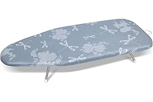 ‎DUWEE Duwee Deska do prasowania 31 x 74,5 cm, deska na stół z grubą filcową wyściółką, składane nogi ze stali nierdzewnej, wzór ważki