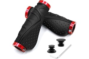REETEE Maniglie Manubrio Bici Doppio Serratura in Alluminio Impugnature per Bicicletta Manopole MTB Ergonomici, 22 mm Antiscivolo Gomma Bici Manopole Manubrio per Bici