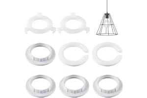 BKEYE 8 pcs E27 to E14 Lampshade Reducer Ring,Plastic Lamp Shade Reducer Ring,Lampshade Adapter Rings,E14 Lampshade Ring Converters,Suitable for Ceiling Lamps, Desk Lamp, Bayonet Headlamps(White)