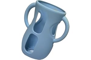 QIZEROTY Couvre-biberon En Silicone Pour Biberons Nouveau-nés, 240ml Housse En Silicone Avec Poignée - Anti-chute Et Antichoc, Légère Et Portable, Housse Isolante En Verre Pour Une Alimentation Facile (Blau)