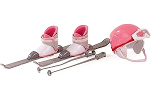Götz 3402316 Set sci alpino - Set 8 pezzi di accessori per bambole in piedi alte 45-50 cm - composto da sci, racchette, casco, occhiali e scarponi da sci
