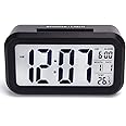 ECVV Smart Nightlight Digital Alarm Clock Battery Operated Table Electronic Clock Easy Operation Clock with Date Indoor Temperature for Kids
