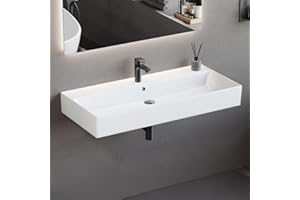 Aqua Bagno | Nowoczesna umywalka biała, wzornictwo Loft Air, ceramiczna nakładka na umywalkę, prostokątna, 101 x 46 cm